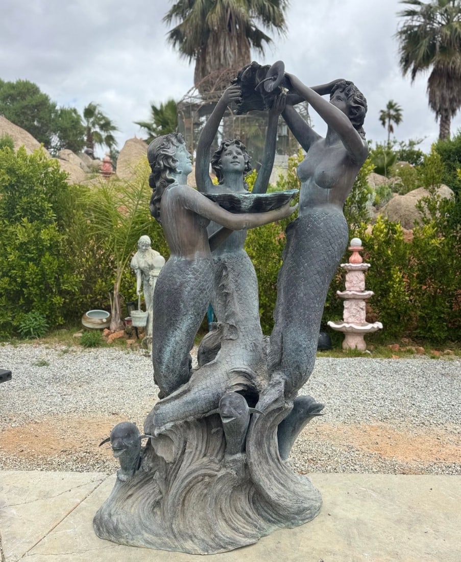 Life Size Bronze Mermaids Sculpture: Size: 90 in x 60 in x 25 in