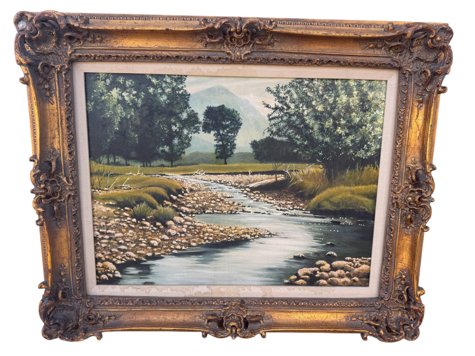 River Landscape Oil Painting: Size: 32 in 26 in