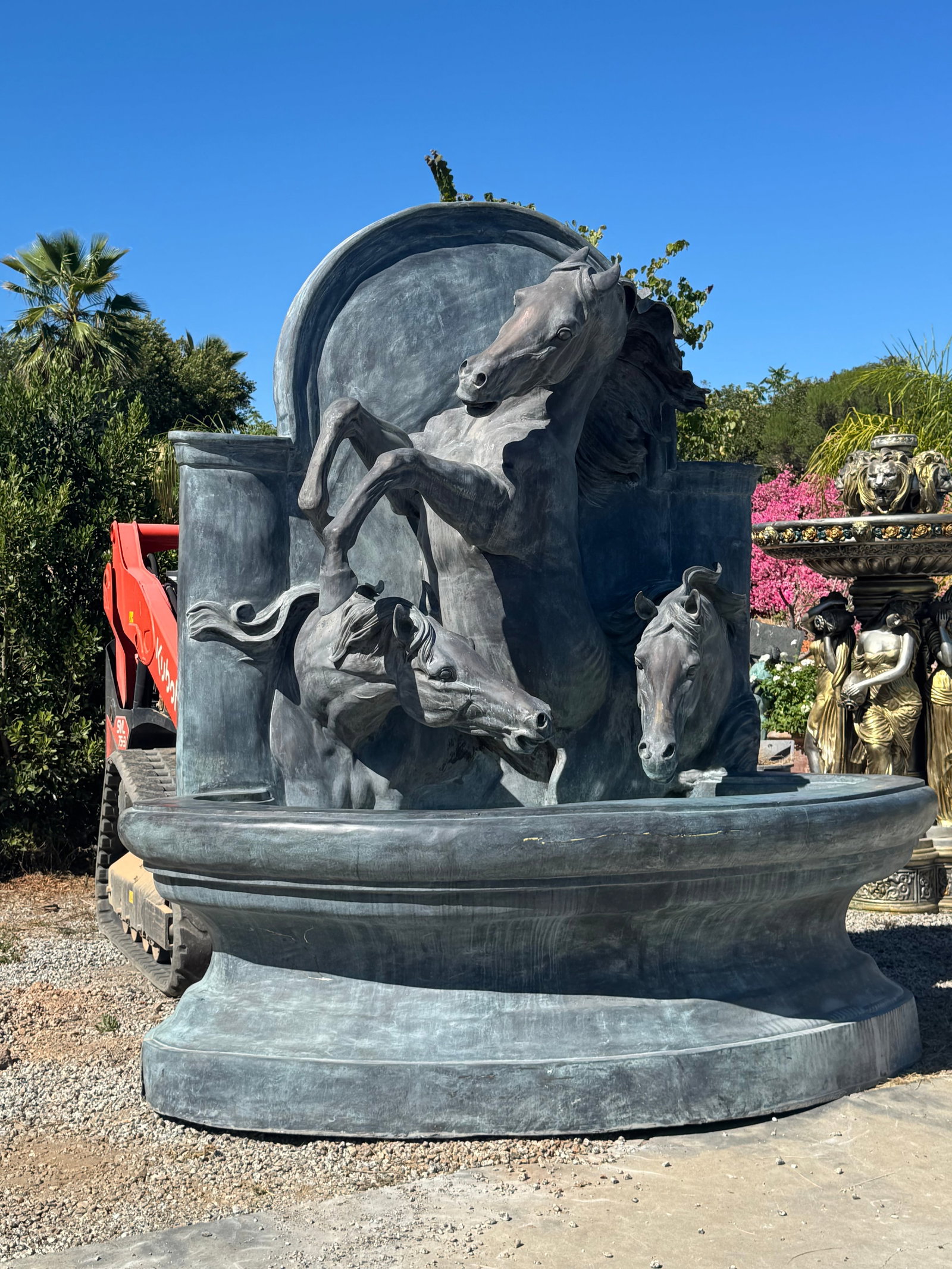 MONUMENTAL BRONZE HORSE FOUNTAIN: SIZE:
