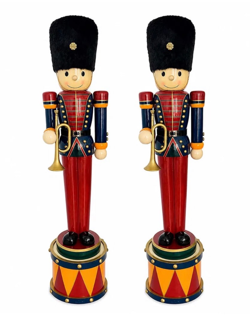 Pair of Wood Nutcrackers Sculptures: Size: 7 ft tall