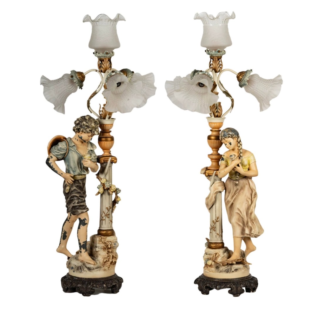 Pair of Figural Porcelain-Style Table Lamps (1 of 4)