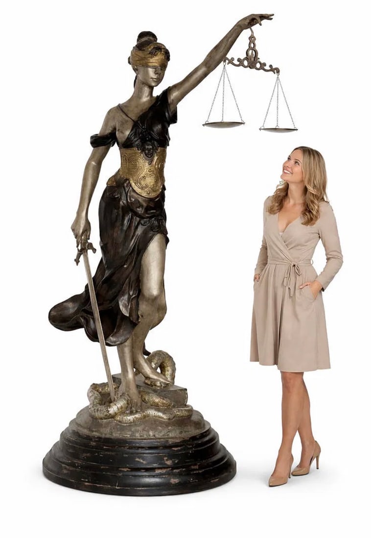Life-size Bronze Blind Justice Lady Sculpture (1 of 2)