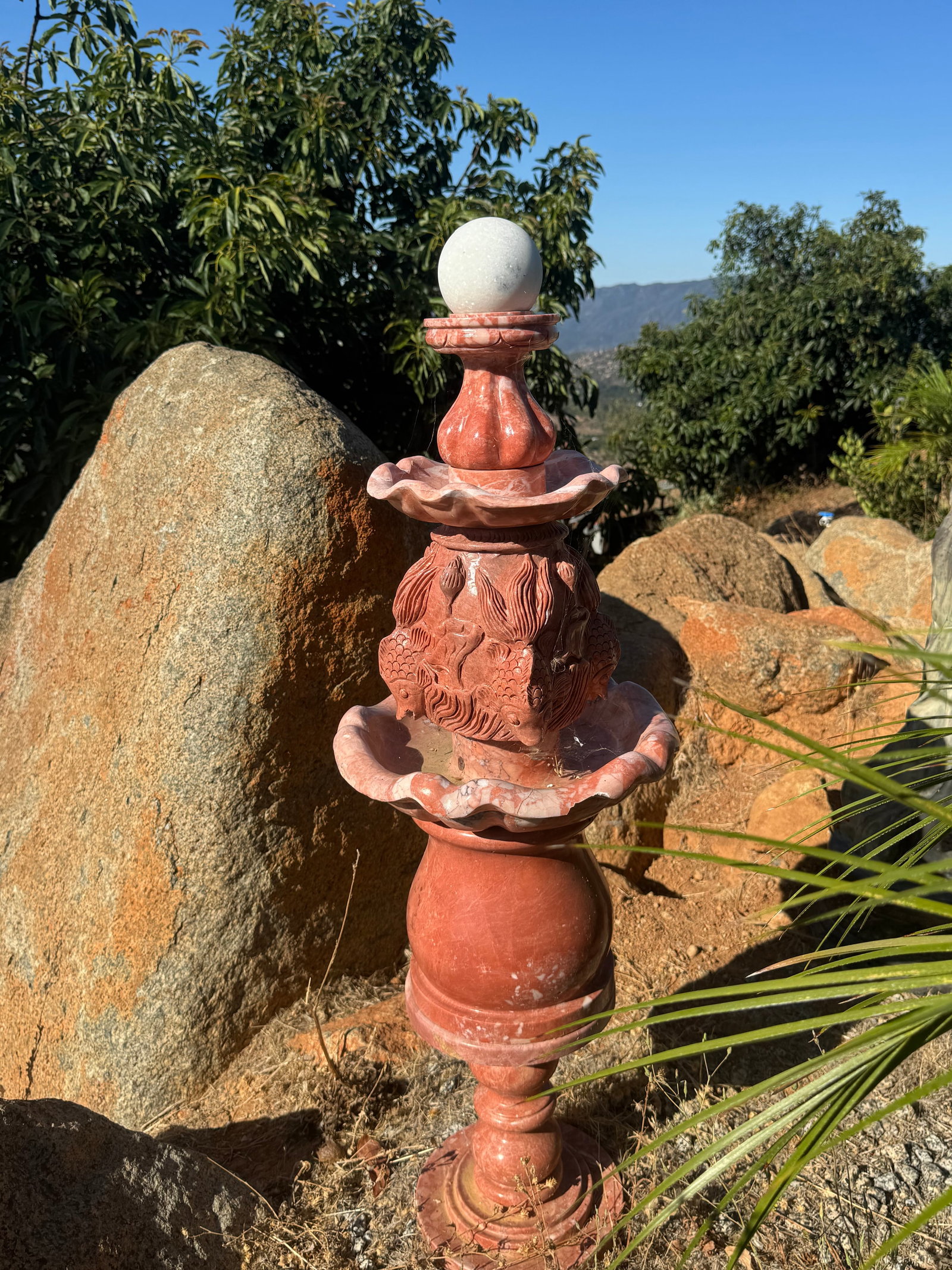 Marble Fountain Sculpture: Size: 42 in H