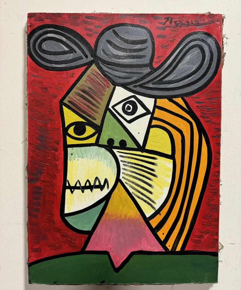 Picasso Abstract Painting: Size: 28 in x 20 in