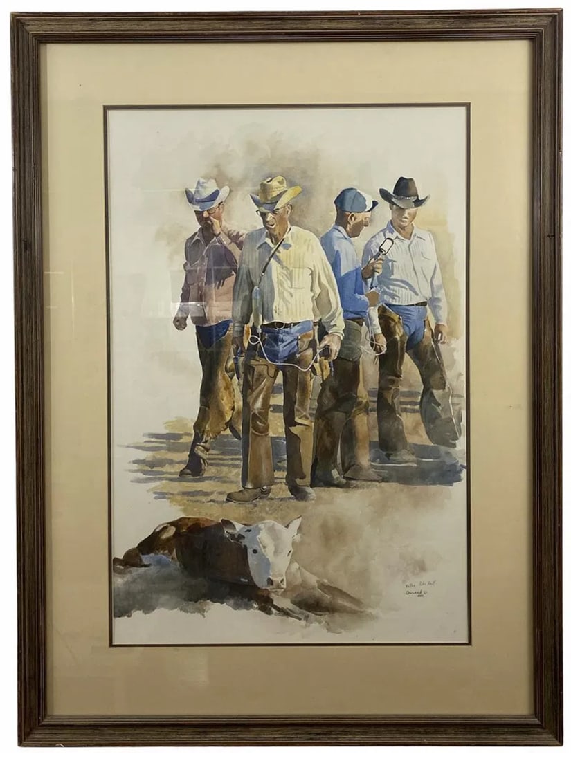 1982 Retire like Hell Watercolor Painting by Tom Darrah: SIZE: 38 IN X 29 IN