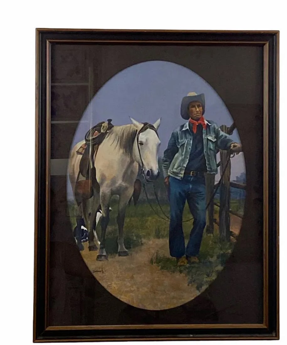 1987 Cowboy WaterColor Painting by Tom Darrah: SIZE: 28 IN X 22 IN