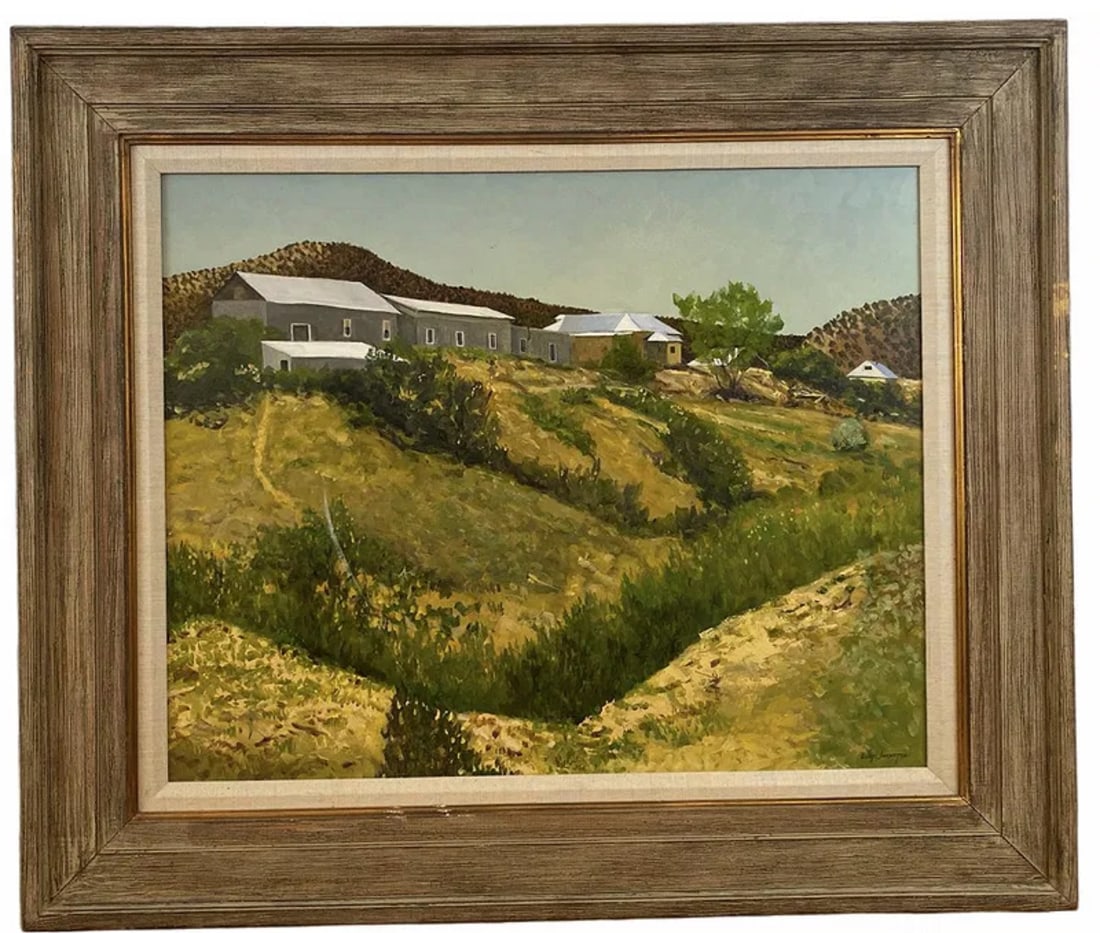 Lanscape Houses Oil Painting by Walt Johnston: size: 43 in x 31 in