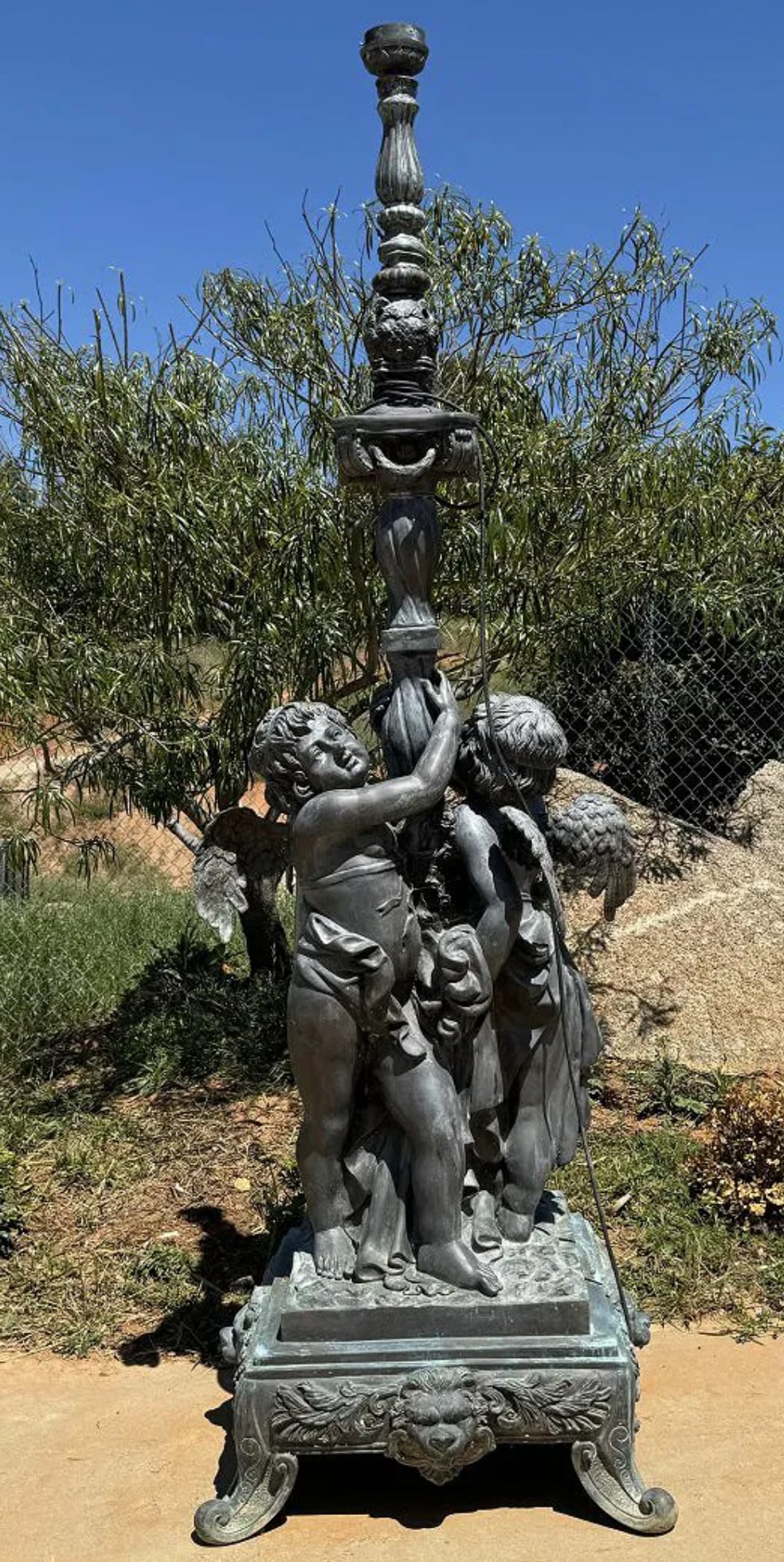 Large Bronze Angels Floor Lamp: Size: 100 in