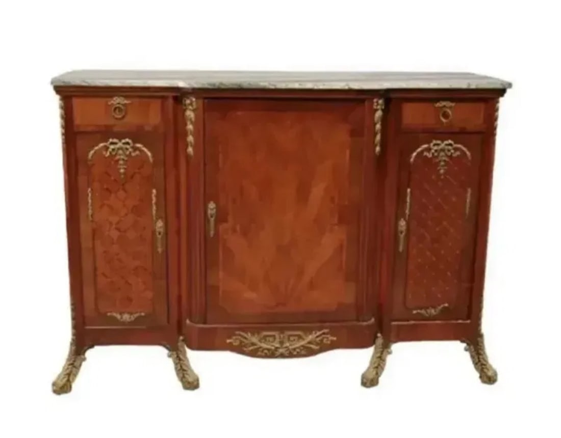 Large French Louis XV Marble Sideboard: Size:61 in x 44 in 22 in