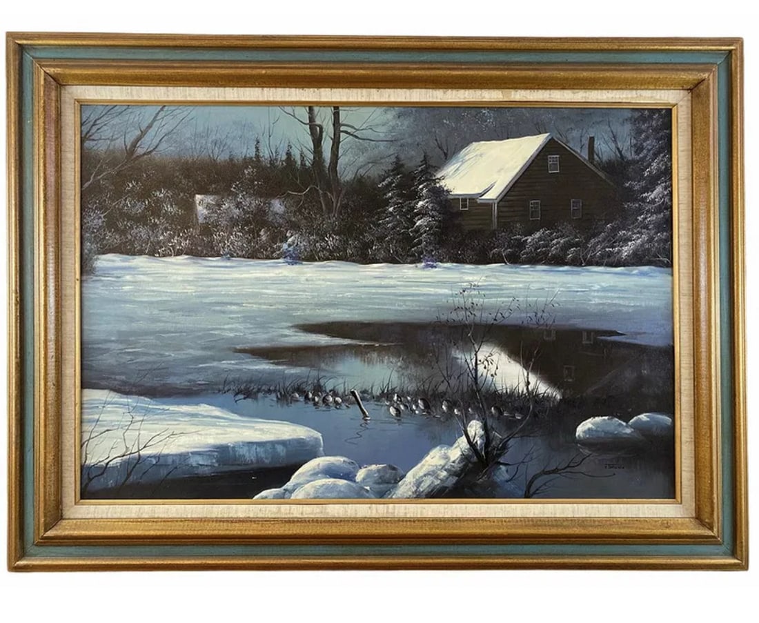 Winter Snow Oil Painting by H. Tenwald (1 of 3)