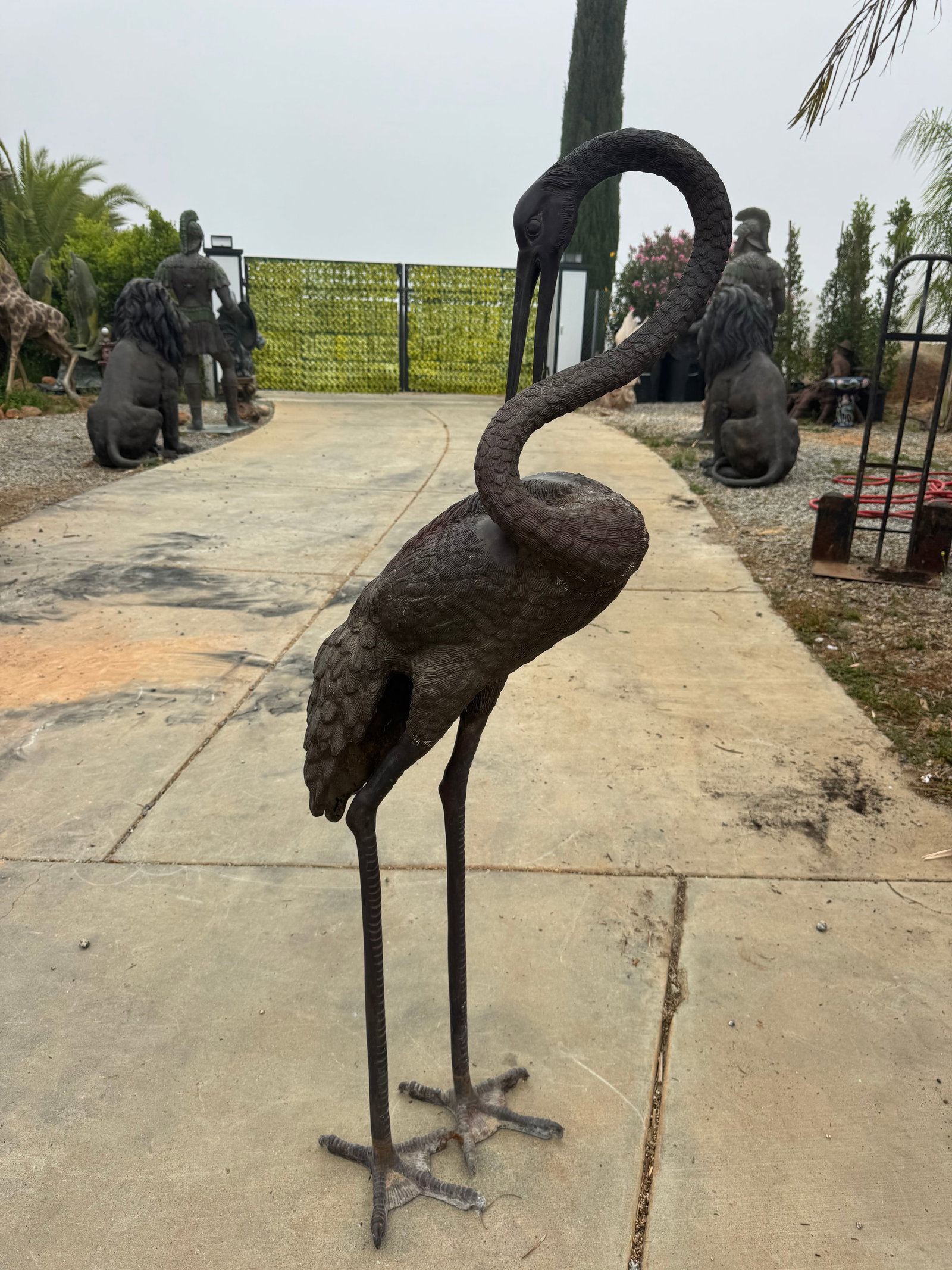 Life Size Bronzd Crane Bird Statue