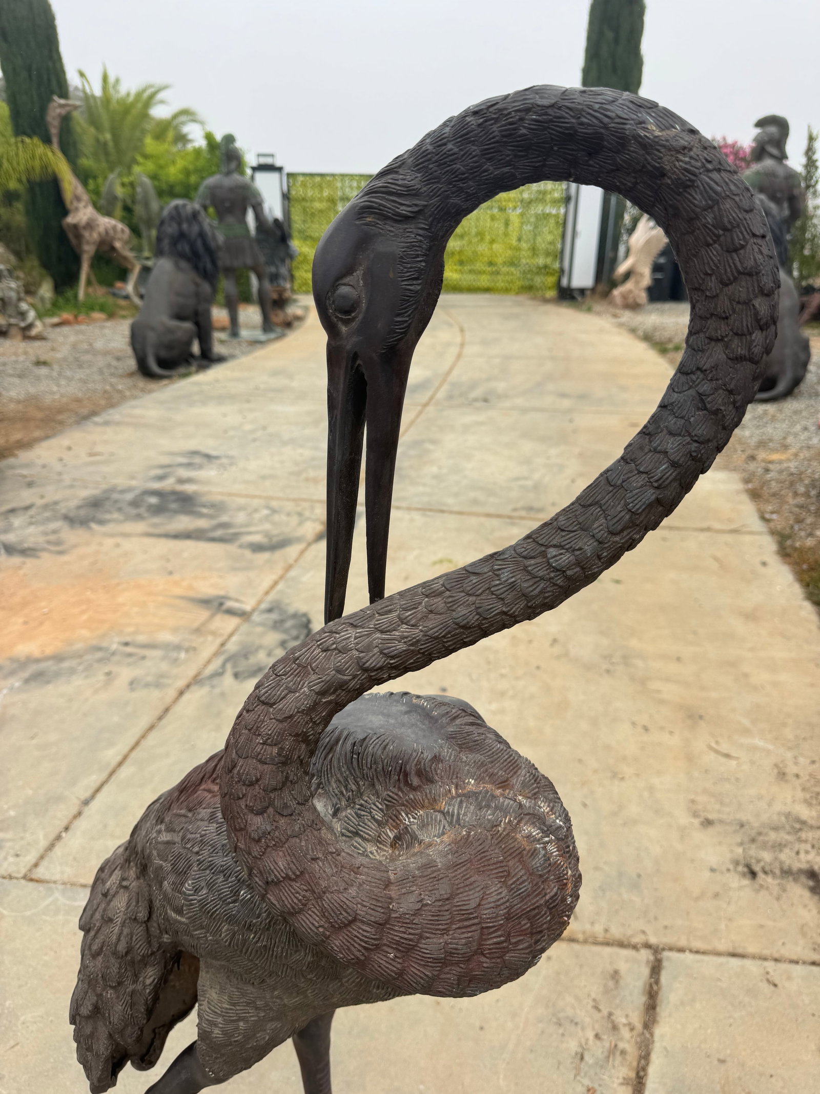 Life Size Bronzd Crane Bird Statue - 2