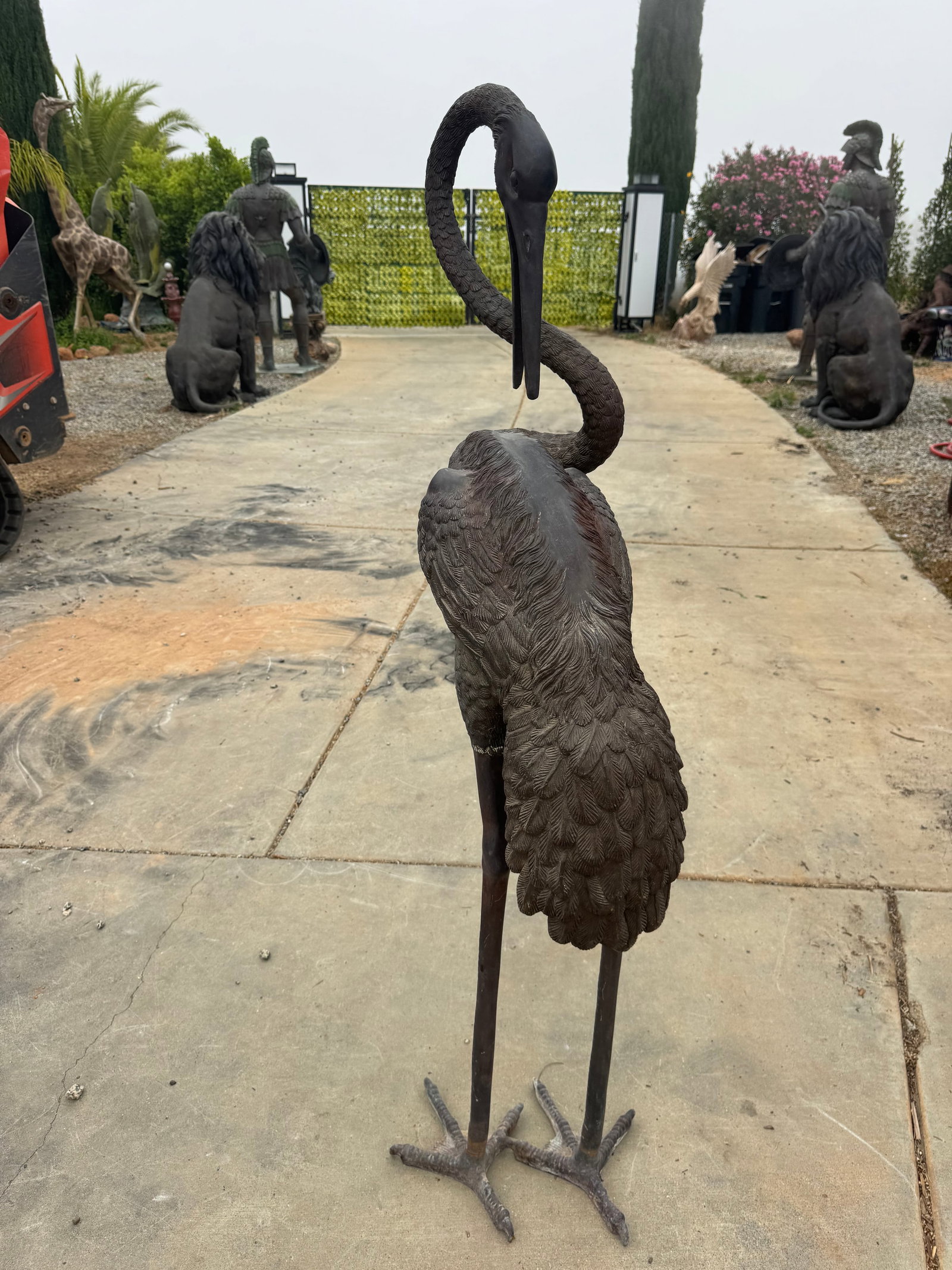 Life Size Bronzd Crane Bird Statue - 3