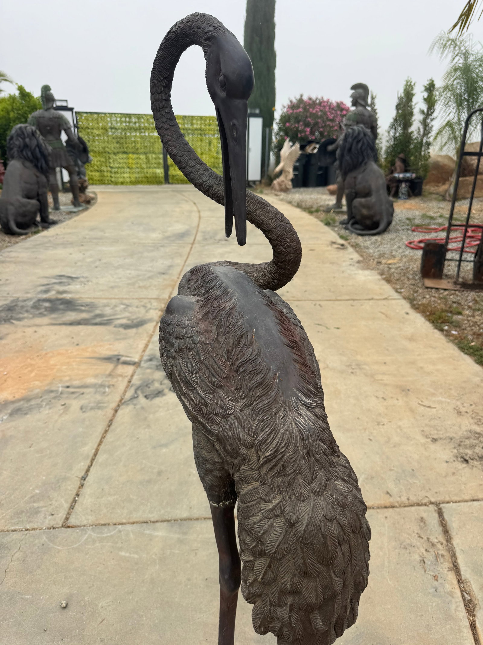 Life Size Bronzd Crane Bird Statue - 4