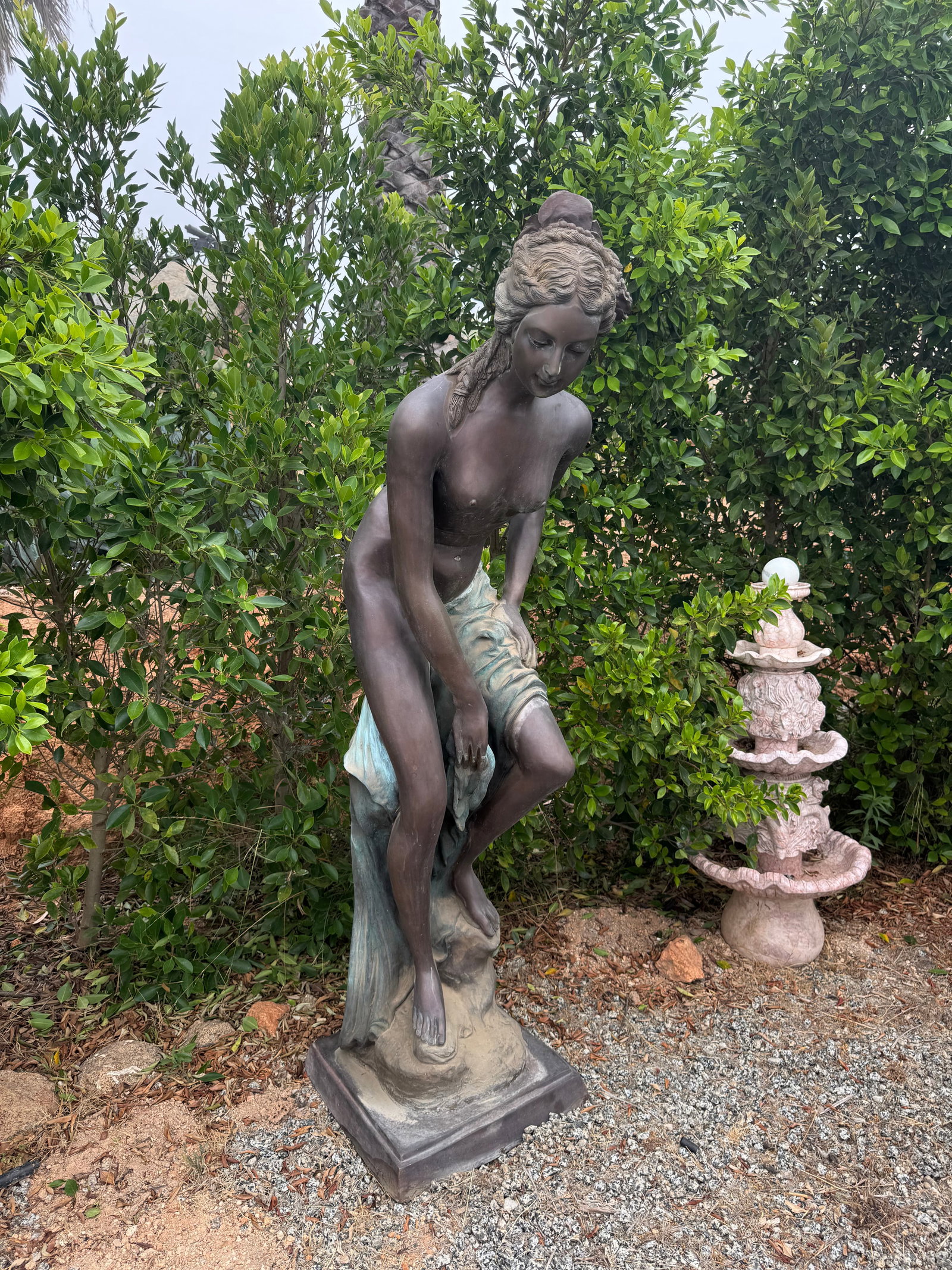 Life Size Bronze Lady Statue: Size: 70” x 20” x 2