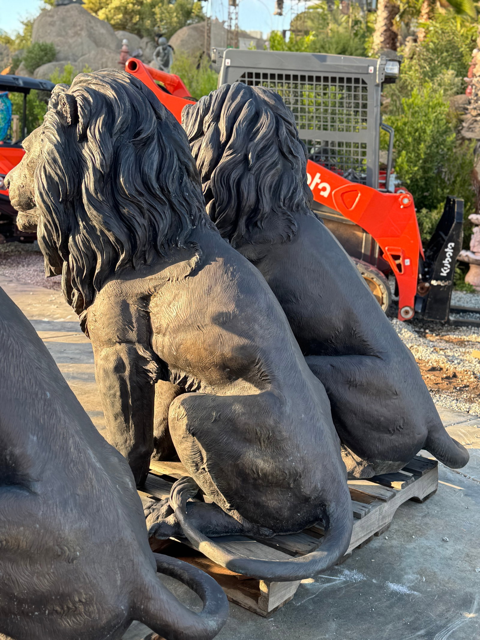 Pair of Monumental Bronze Lions - 5