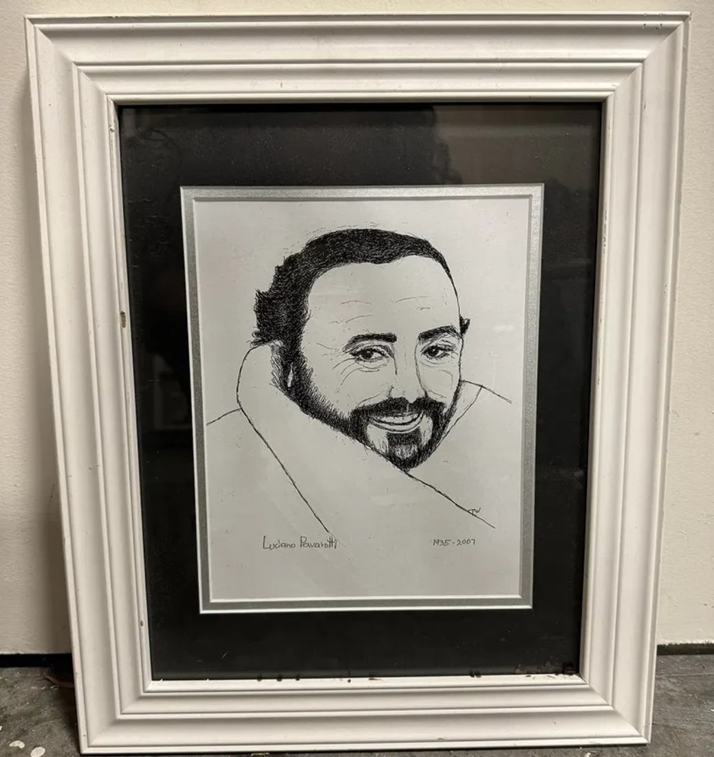 Luciano Pavaroti Drawing Art: Size:17 in x 14 in
