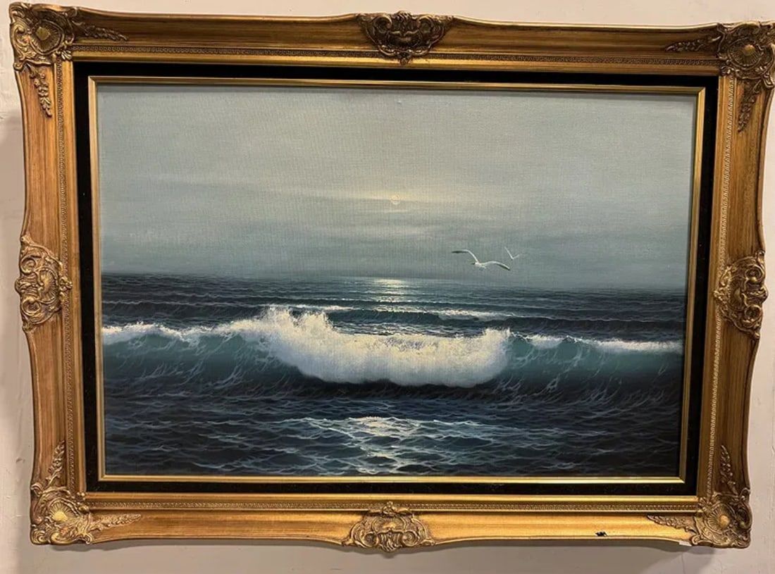 Ocean Scene Oil Painting on Canvas: 43 in x 31