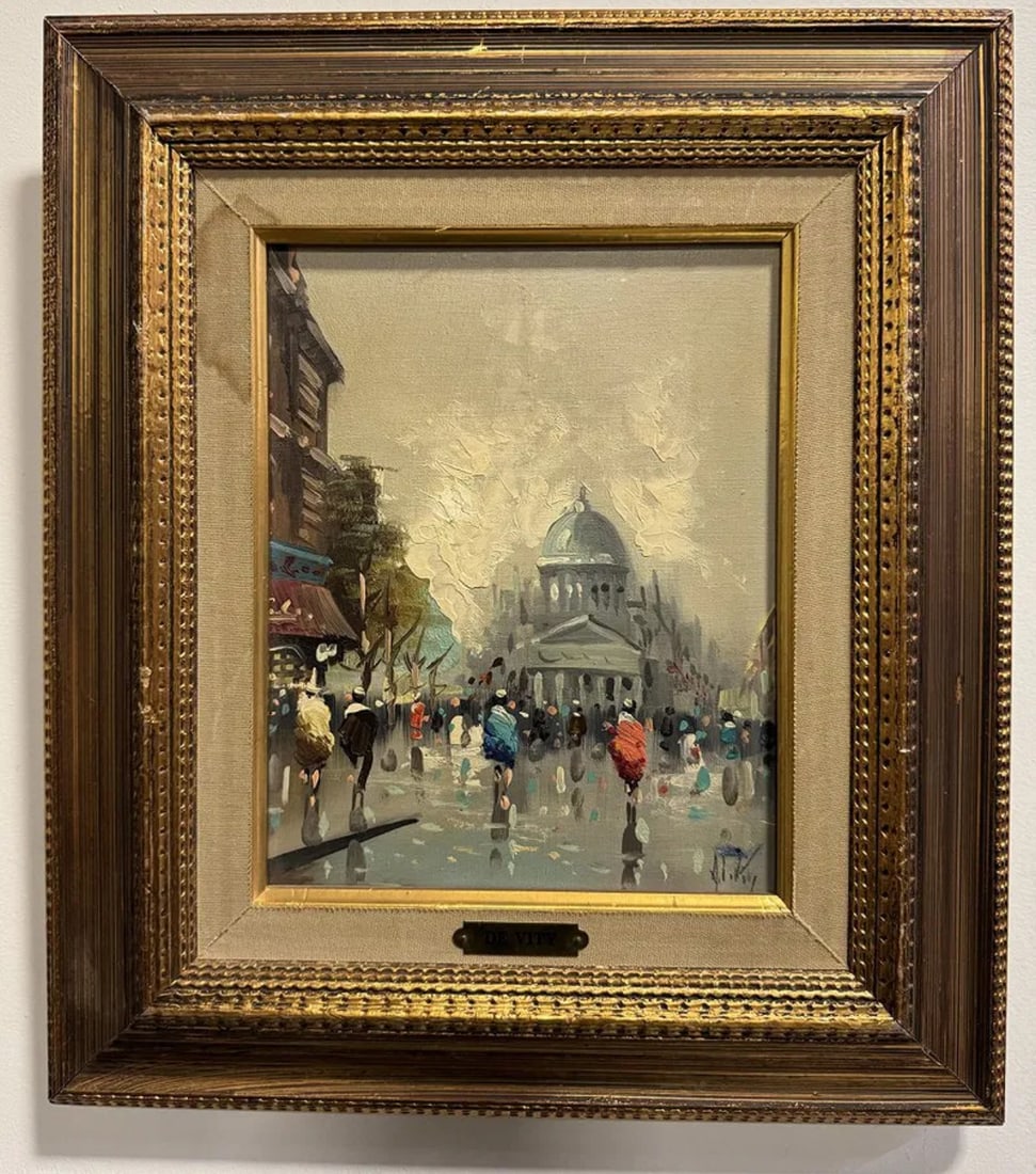 European Scene Oil Painting by De Vity: Size:17 in x 14 in