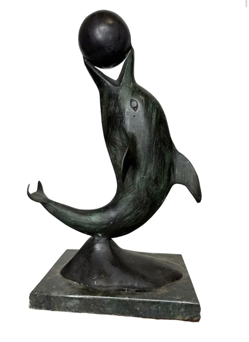Modern Dolphin Bronze Sculpture - 3