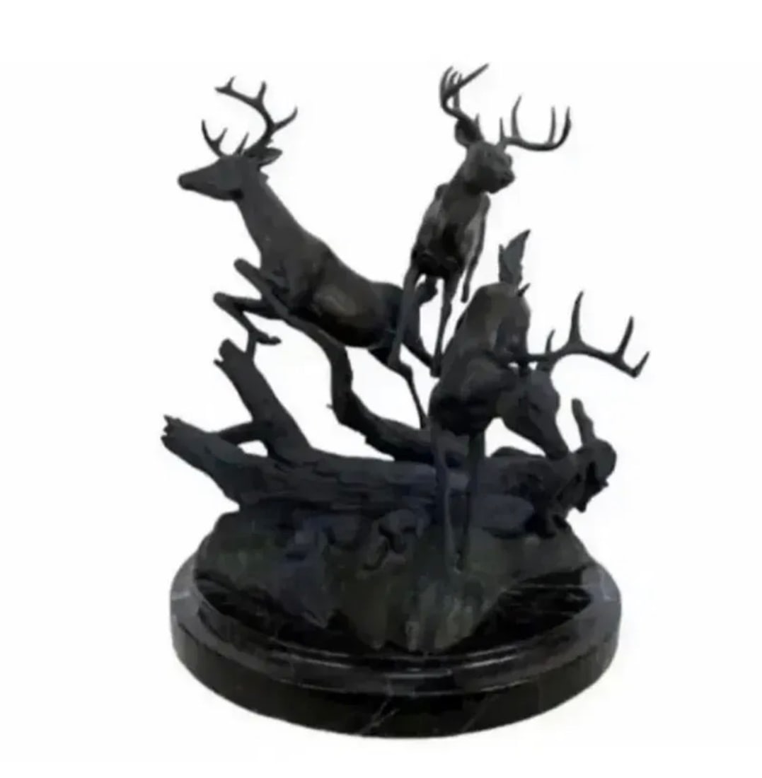 1984 Collectible Bronze Deers by Joseph Krausz: Size: 16 in x 11 in