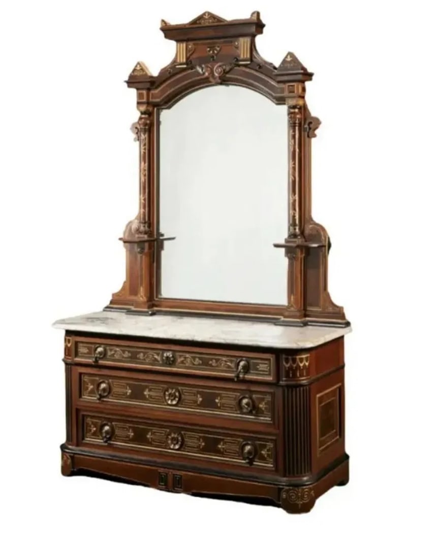 American Victorian Renaissance Vanity: Size: 92 in 56 in x 24 in