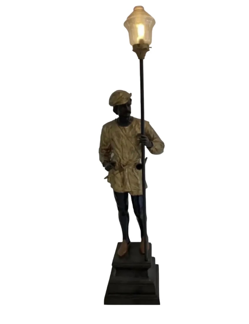 Life Size Spain Man Bronze Floor Lamp: Size:82 in x 14 in x 14 in