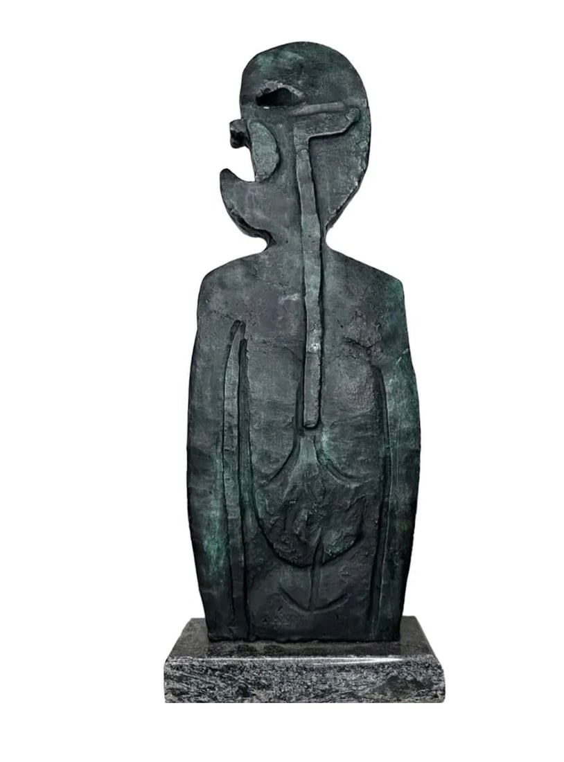 Rufino Tamayo Style Large Bronze Sculpture: Size: 17.5 in x 7 in x 3 in