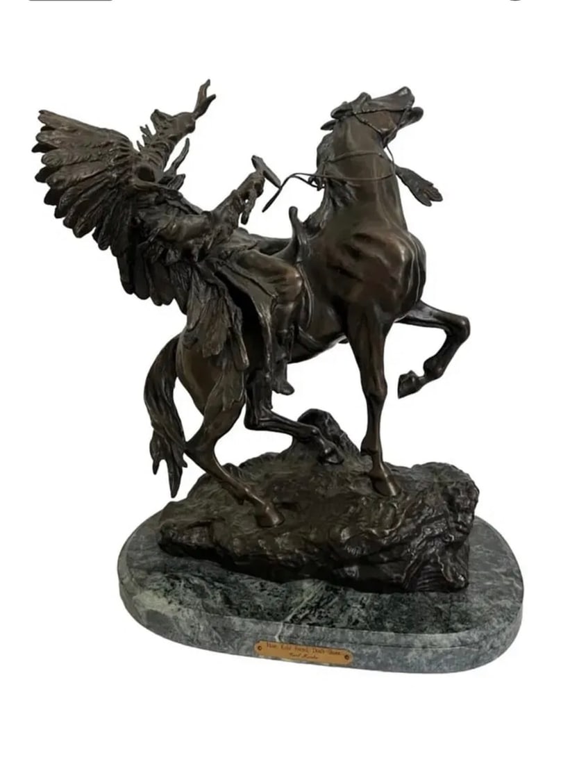 Indian American Bronze Sculpture C. Kauba: Size:19.5 in x 14 in