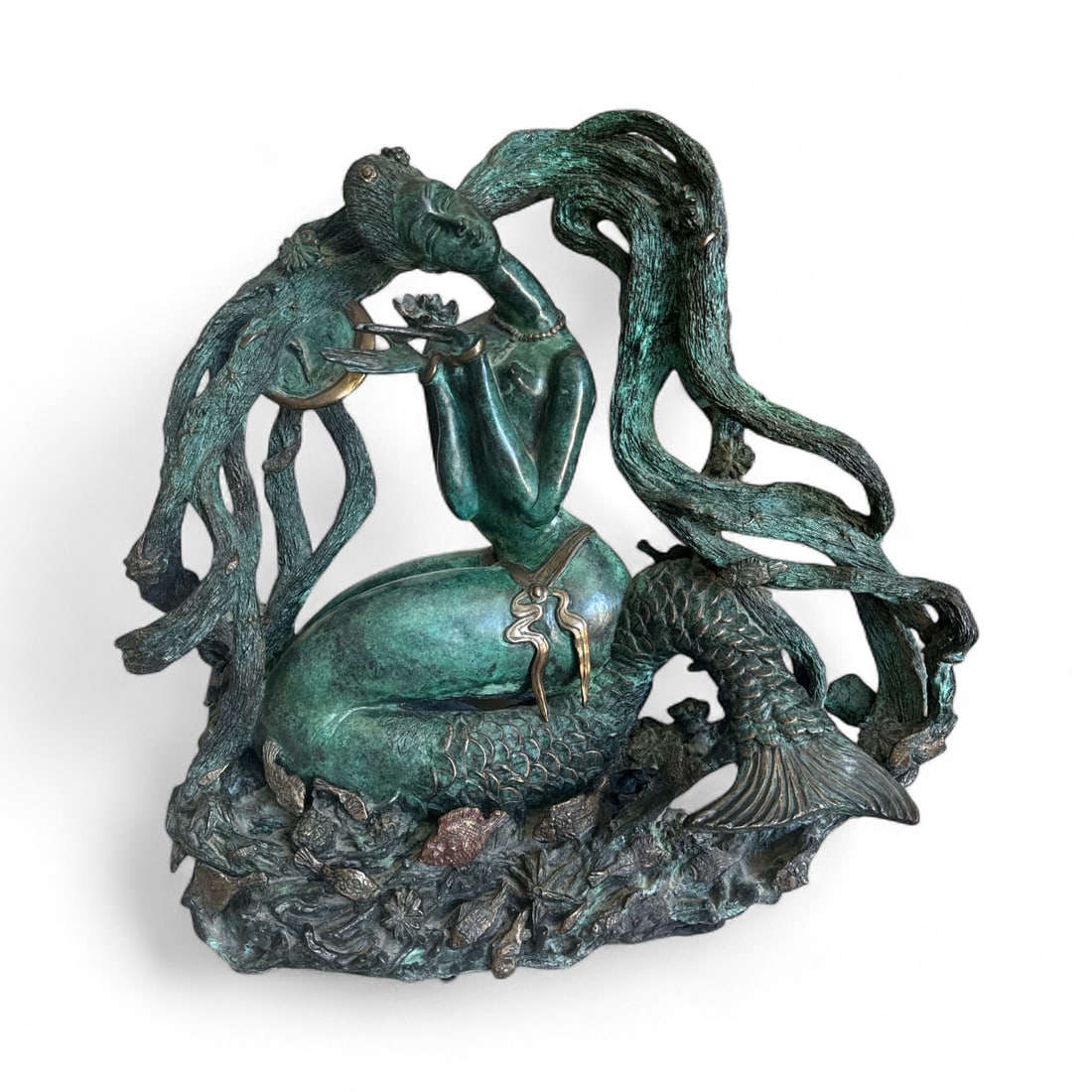 Jiang Tiefen Mermaid Bronze Sculpture limited Edition: Size:18.5 in x 18 in