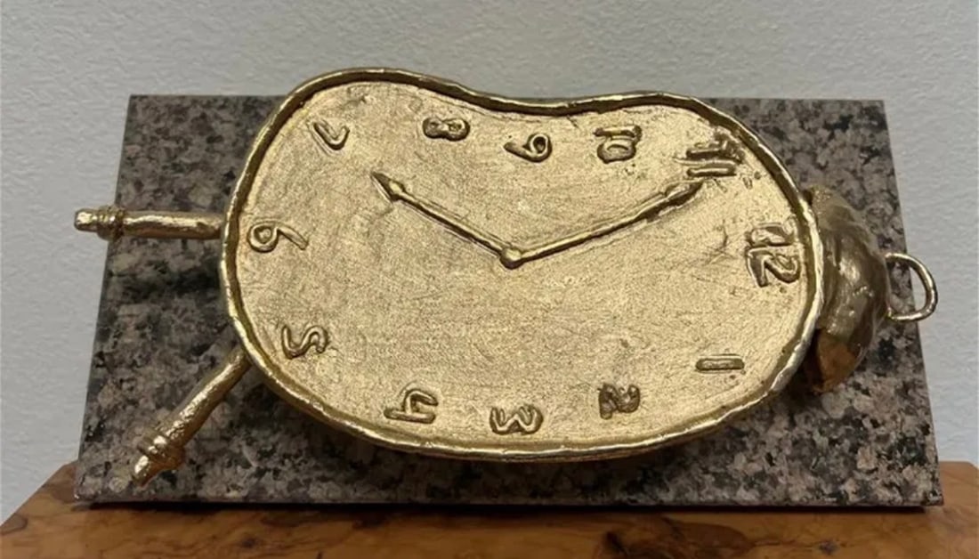 Salvador Dali Bronze Clock Sculpture: Size:12 in x 6 in 3 in