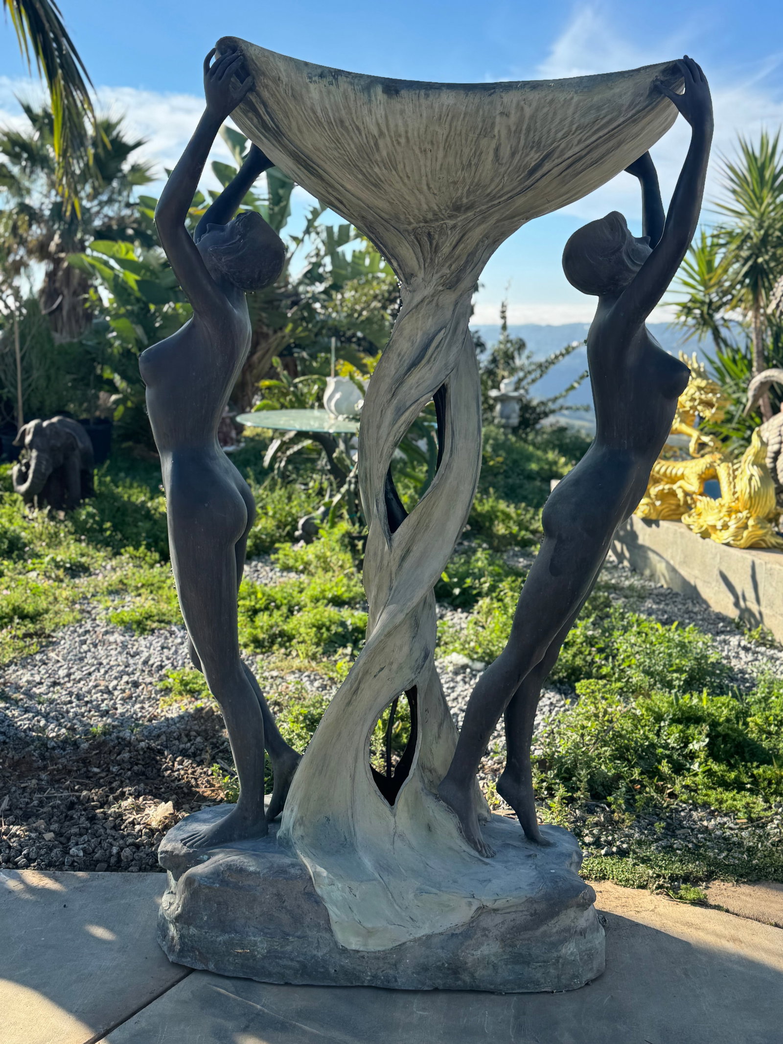 Art Deco Life Size Bronze Fountain: Size: 80 in H x 50 in