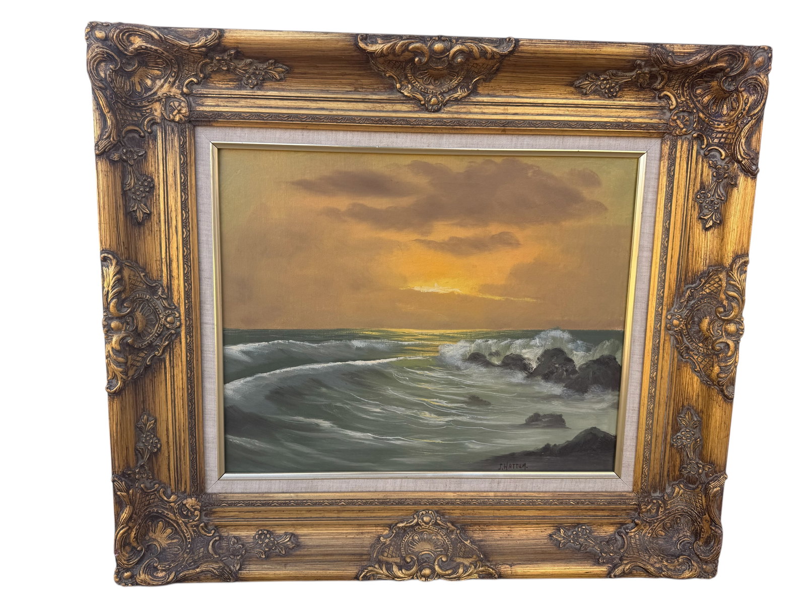 Landscape Ocean Scene Oil Painting: Size: 30 in x 26 in