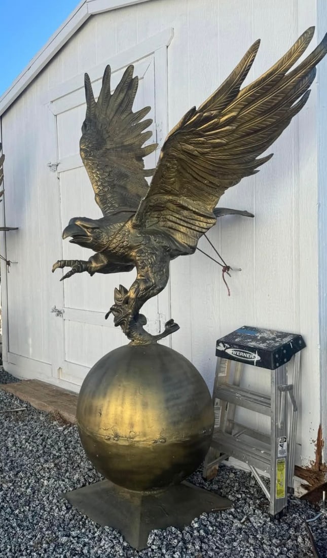 Life Size Metal Eagle Sculpture: Size: 90 in H