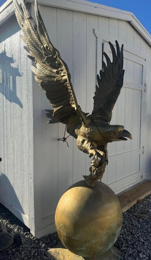 Life Size Metal Eagle Sculpture: Size: 90 in H