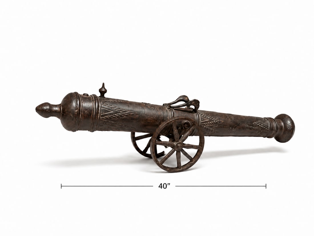 Large Bronze Canon Sculpture: Size: 40 in L