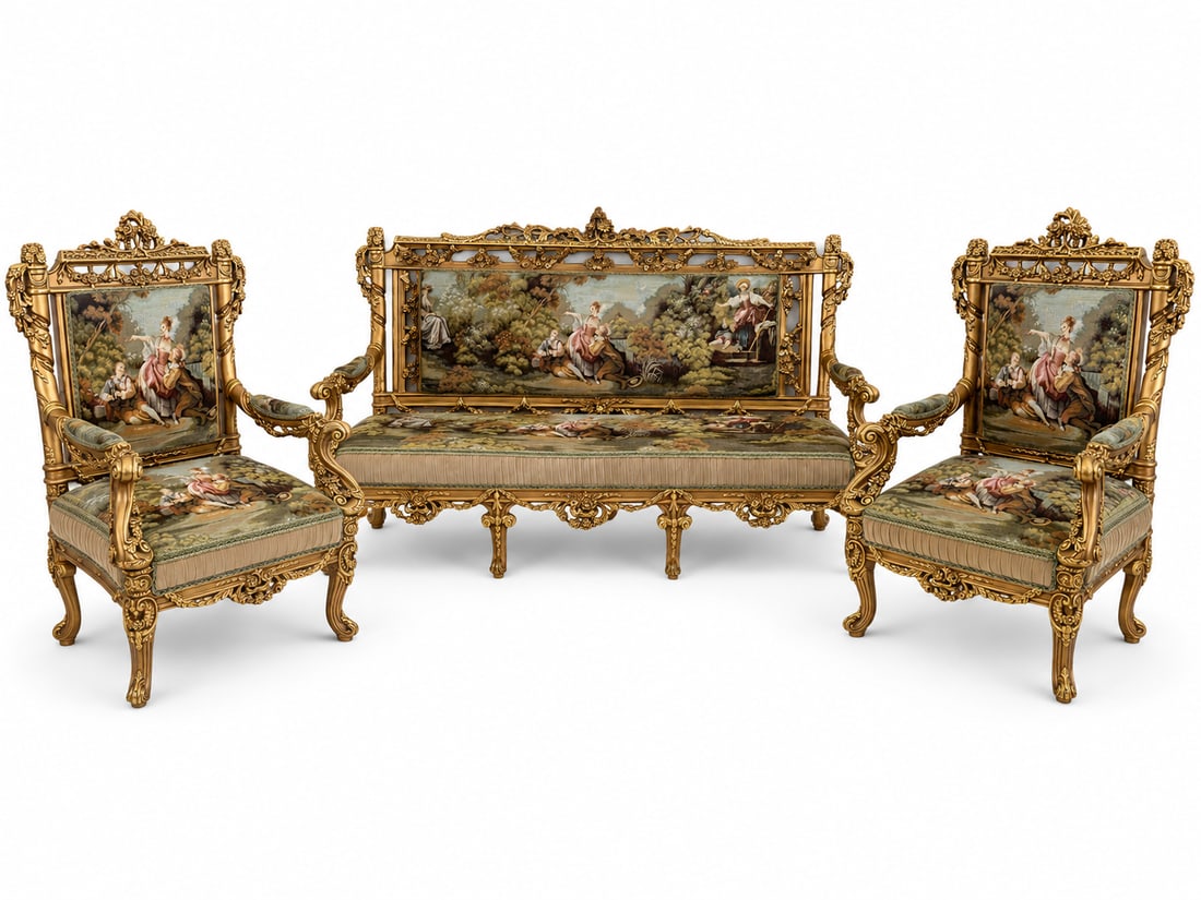 3 PIECES FRENCH TAPESTRY STYLE SOFA SET (1 of 2)