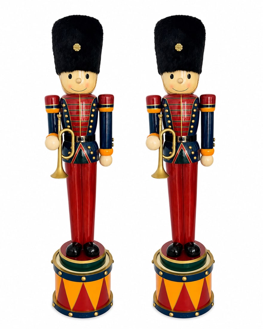 Pair of Wood Nutcrackers Sculptures: Size: 7 ft tall