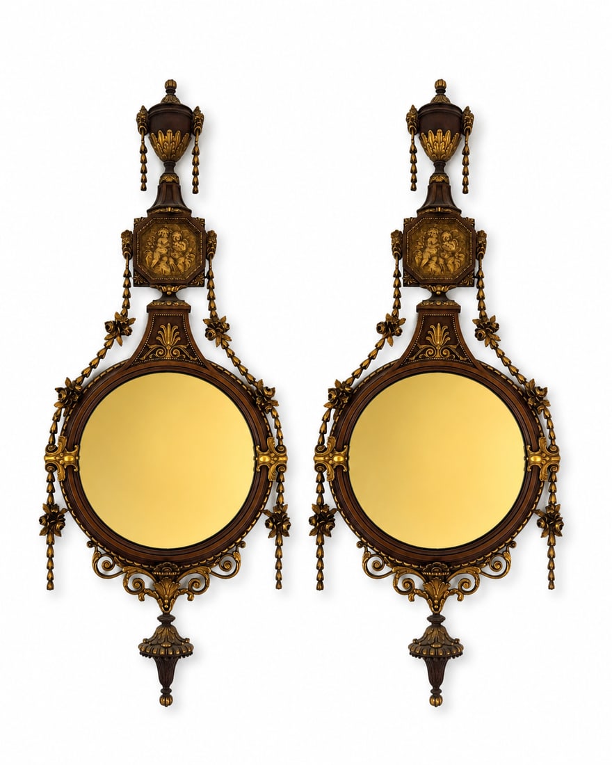 Pair of French Style Ornate Wall Mirros: Size: 50 in x 18 in