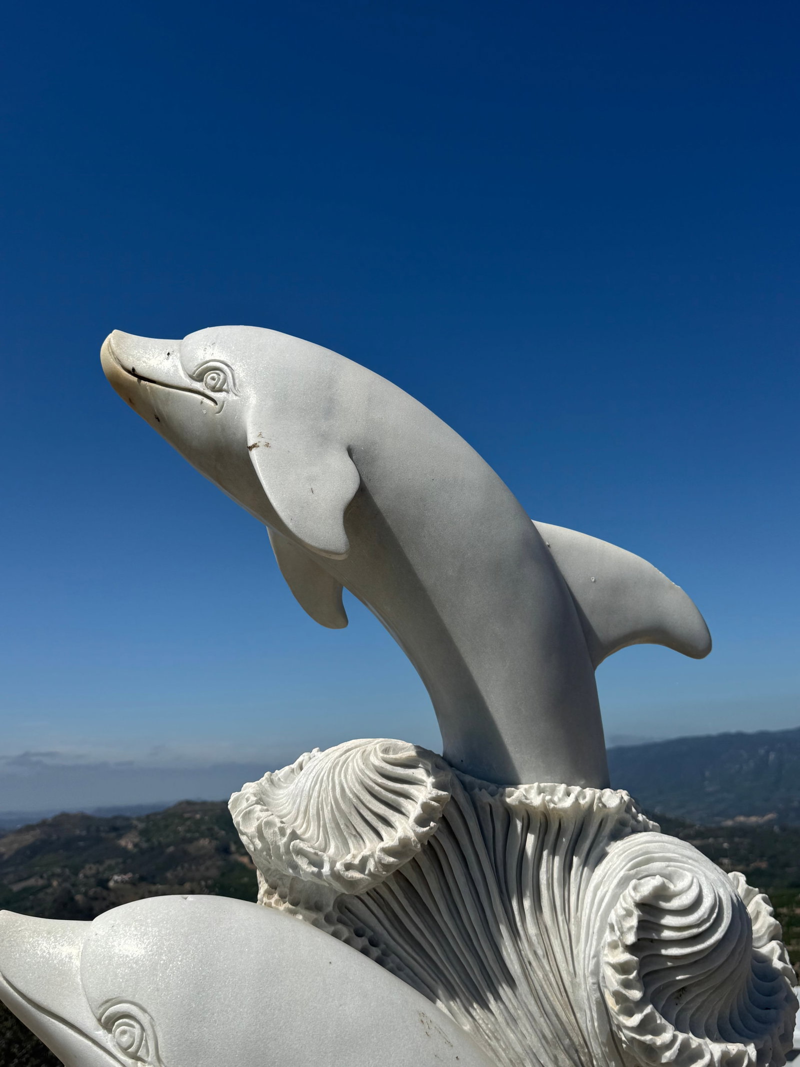 Large Marble Dolphins Sculpture - 2