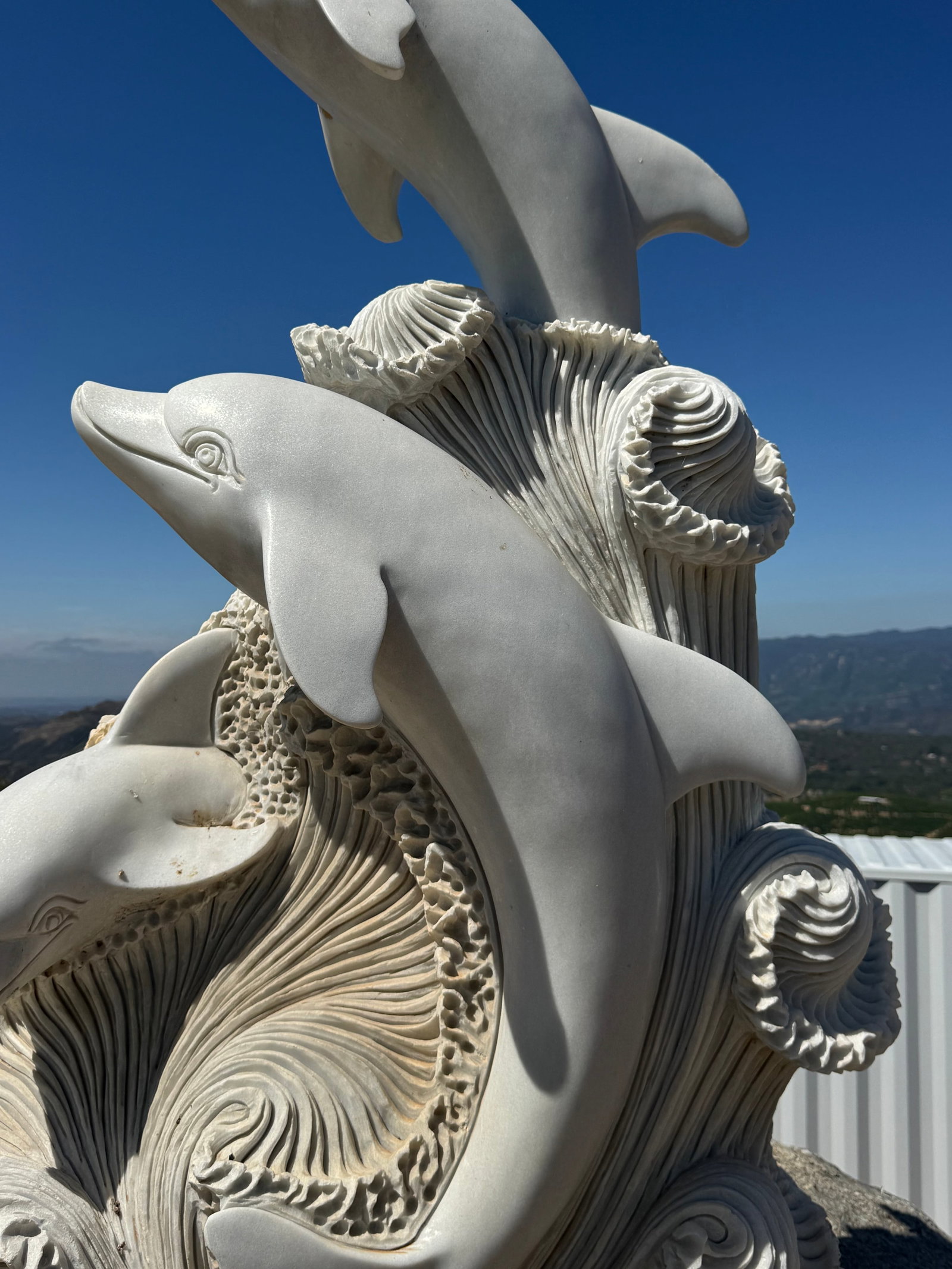 Large Marble Dolphins Sculpture - 3