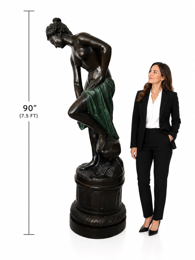 Life Size Lady Bronze Sculpture: Size: 90 in