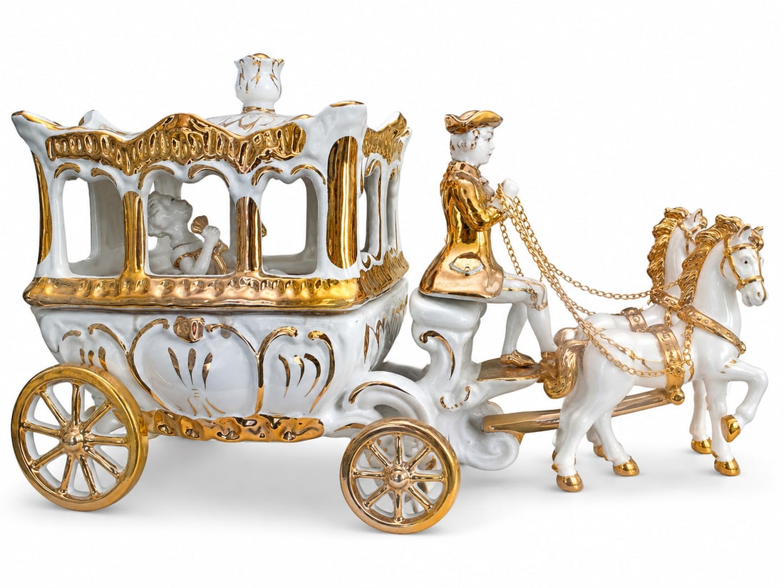 Large Porecelain Carriage: Size: 21 in x 12 in x 8 in