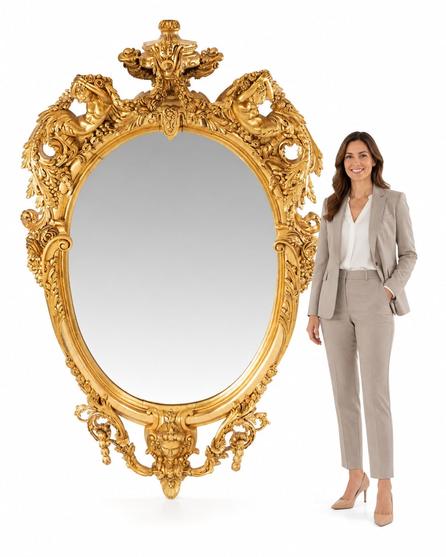 Monuemental Ornate Gold Mirror: Size: 86 in x 52 in