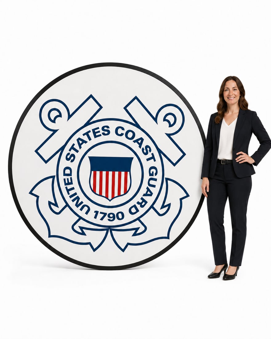 Life Size United States Coast Guard Circular Sign with Light (1 of 1)