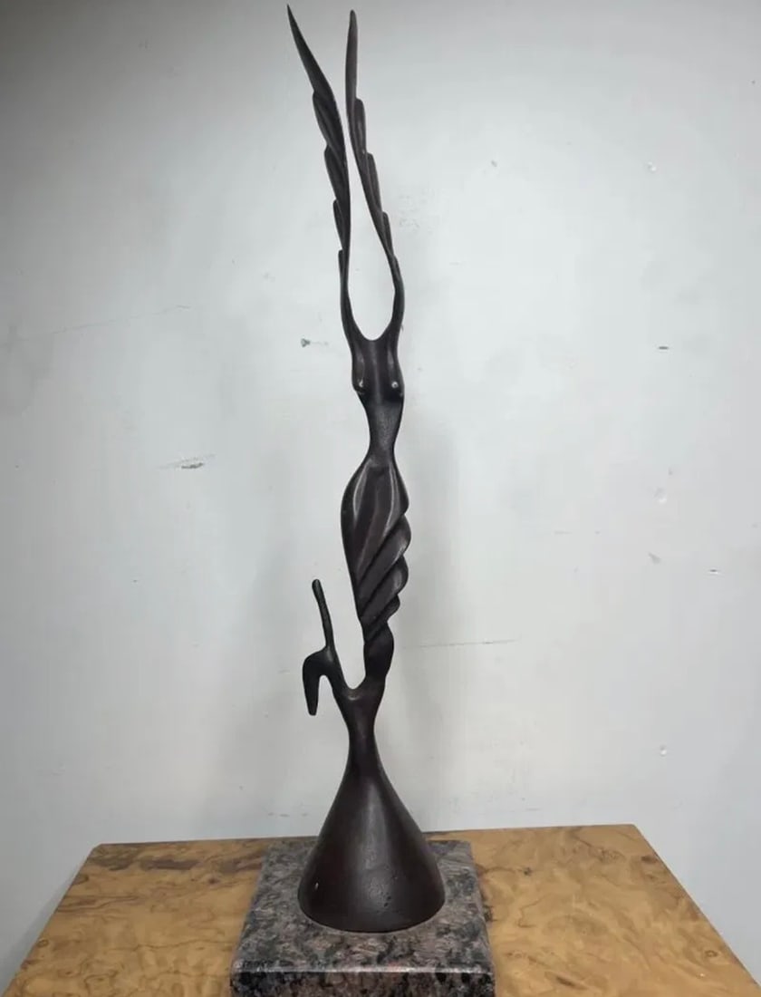 Archipenko Modern Bronze Sculpture: Measurements: 19.5 in x 5 in