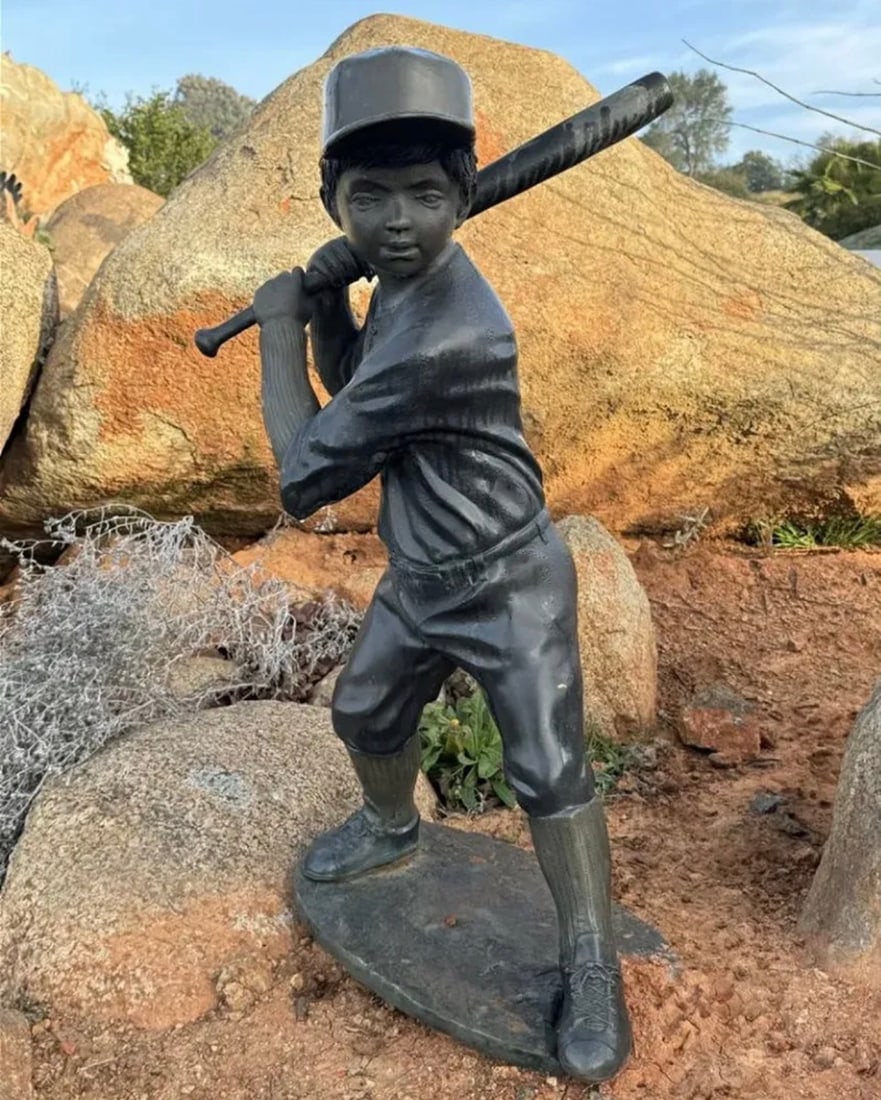 Life Size Bronze Boy Playing Baseball Sculpture: Measurements: 42 in x 24 in