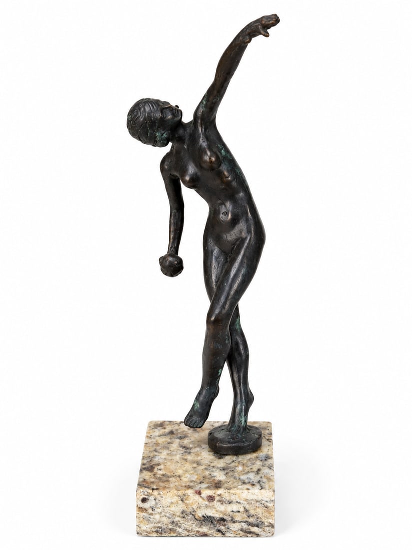 Mid-Century figurative bronze sculpture of a Female Dancer: Size: 11” x 7 in x 3”