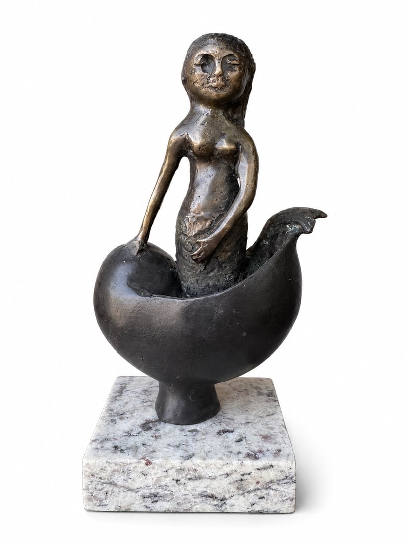 Sergio Bustamante Mermaid Bronze Sculpture: Size: 11” x 7 x 4