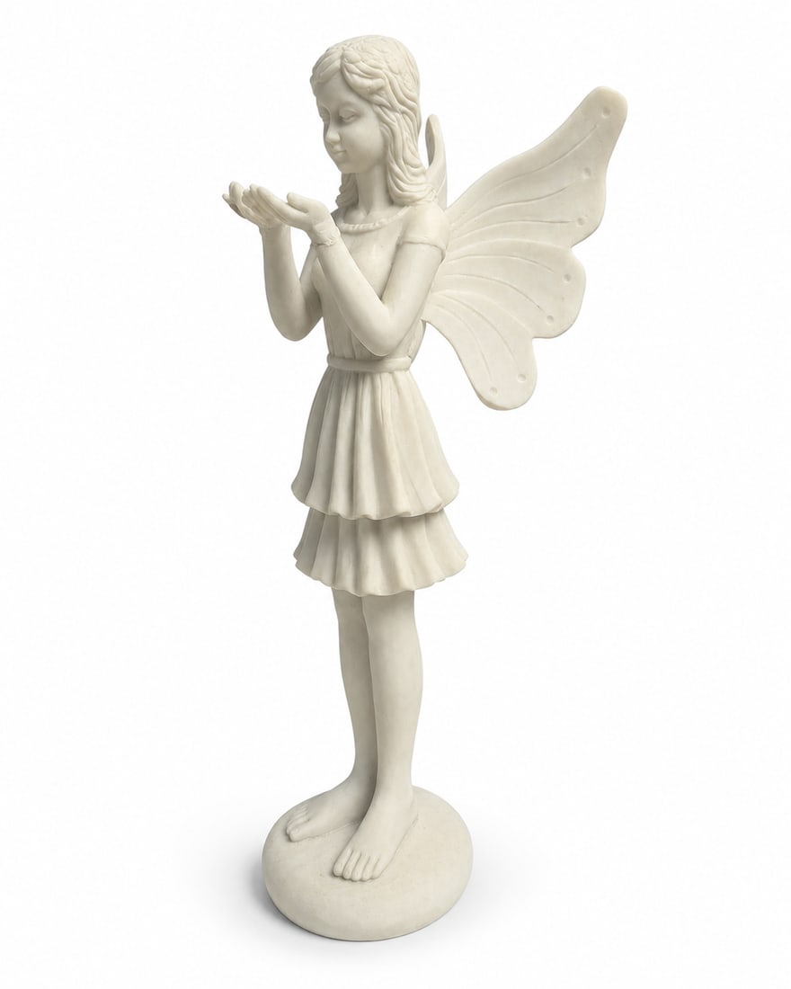 Large Marble Fairy Sculpture: Size: 25” tall
